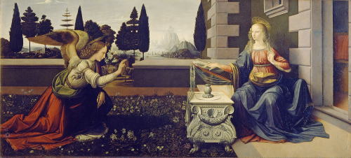 受胎告知　レオナルド・ダ・ヴィンチ画（1472年 - 1475年頃）
